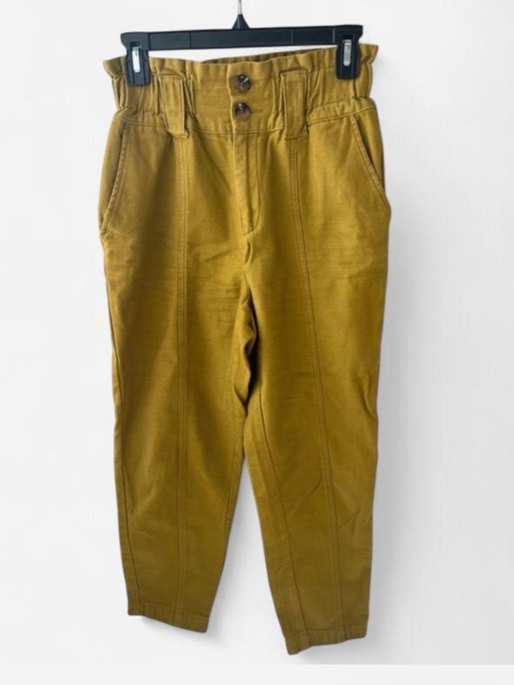 Who What Wear Olive Marigold Paperbag Waist Cropped Pants - Picture 1 of 3